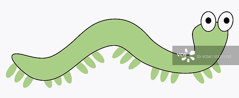 绿色毛毛虫数字插画图片素材