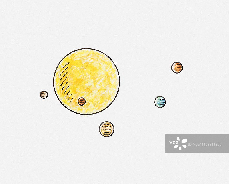 行星围绕太阳运行插画图片素材