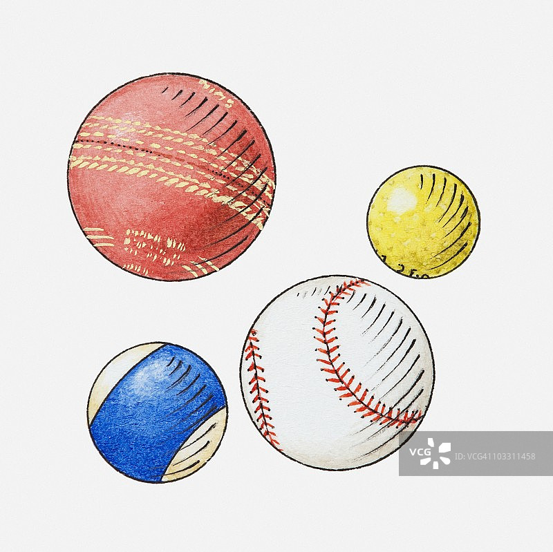 四种不同球体插画图片素材