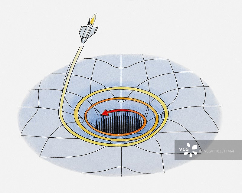 宇宙飞船因重力被拉入黑洞的插图图片素材