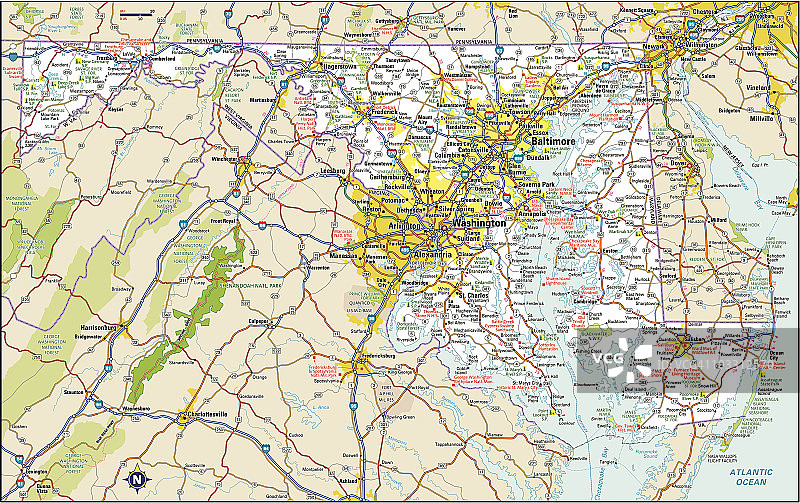 马里兰州公路地图图片素材