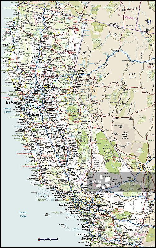 加利福尼亚州公路地图图片素材