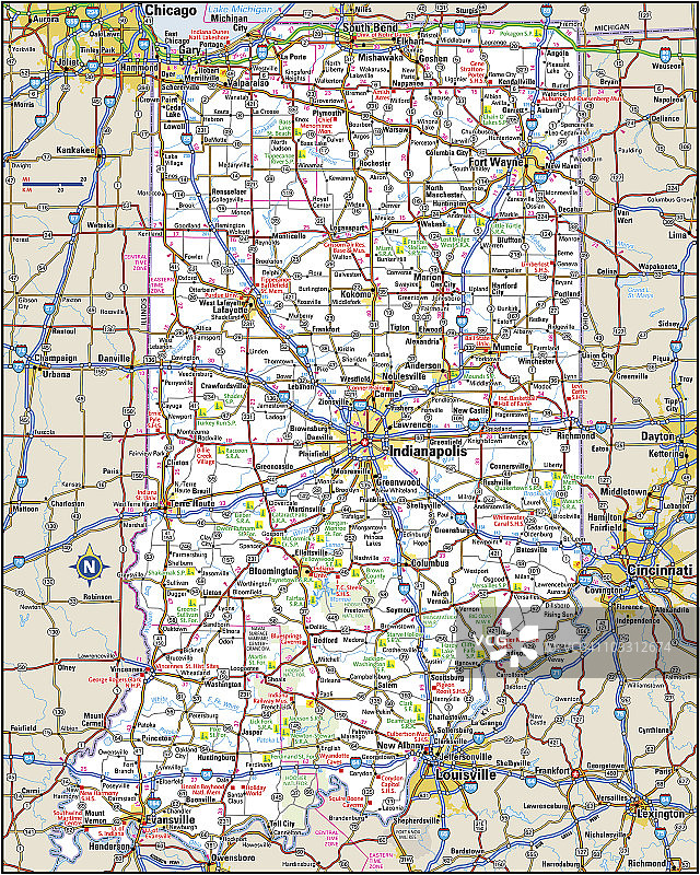 印第安纳州公路地图图片素材