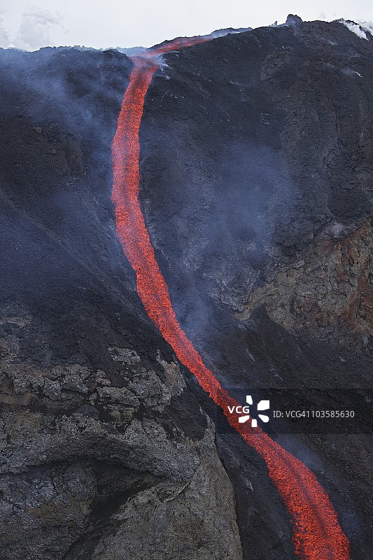冰岛埃亚菲亚德拉冰盖火山熔岩流，菲姆沃罗豪尔斯图片素材