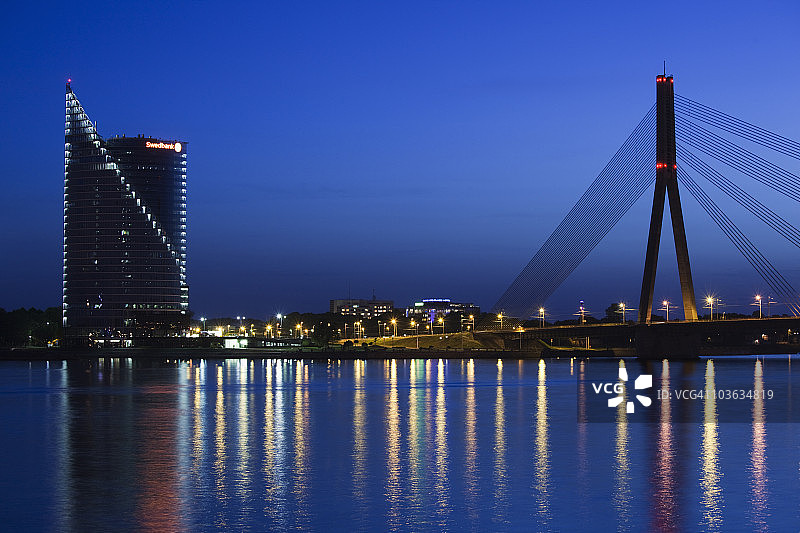 Swedbank大楼和道加瓦河图片素材