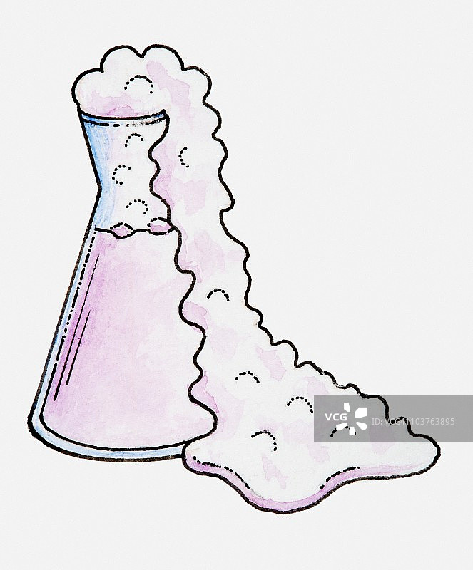 烧瓶中化学液体反应插画图片素材