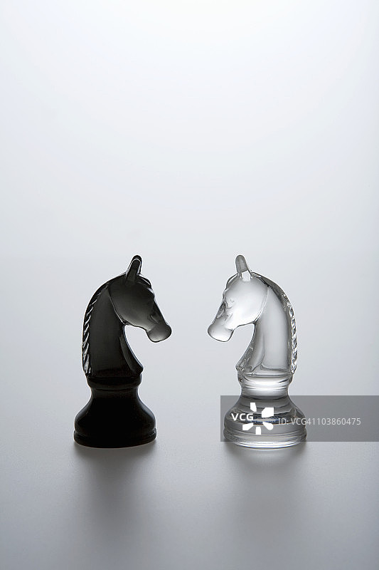 明暗对比强烈的黑白棋骑士图片素材