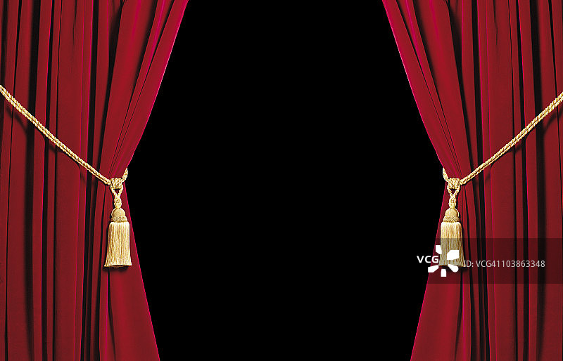红色天鹅绒幕布黑色背景图片素材