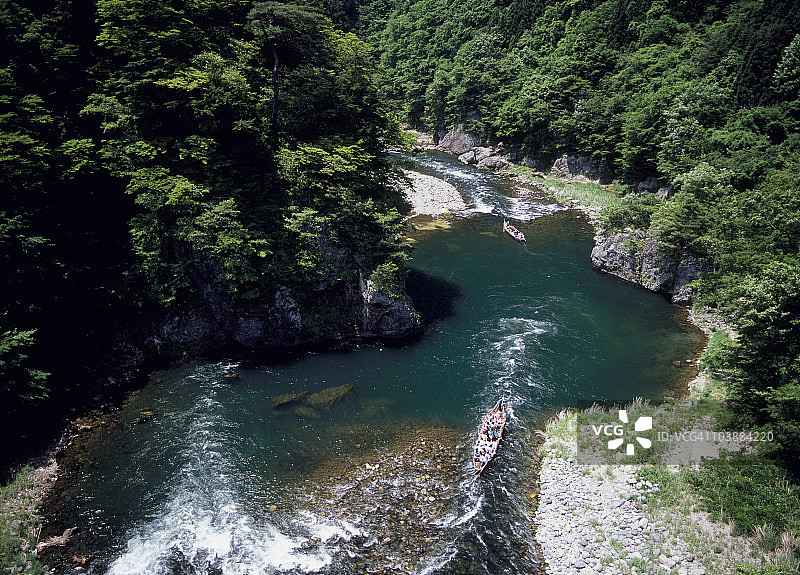 日本栃木县日光市鬼怒川游船图片素材