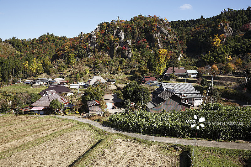 日本大分县玖珠町的龙门瀑布景观图片素材