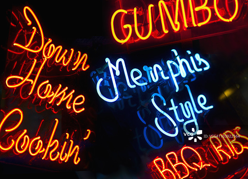 孟菲斯 Beale 街上的照明标志图片素材