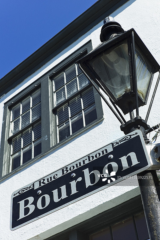 波旁街标志和灯柱图片素材