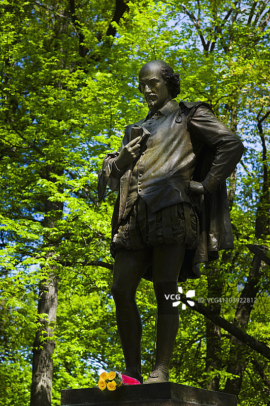 中央公园的莎士比亚雕像图片素材