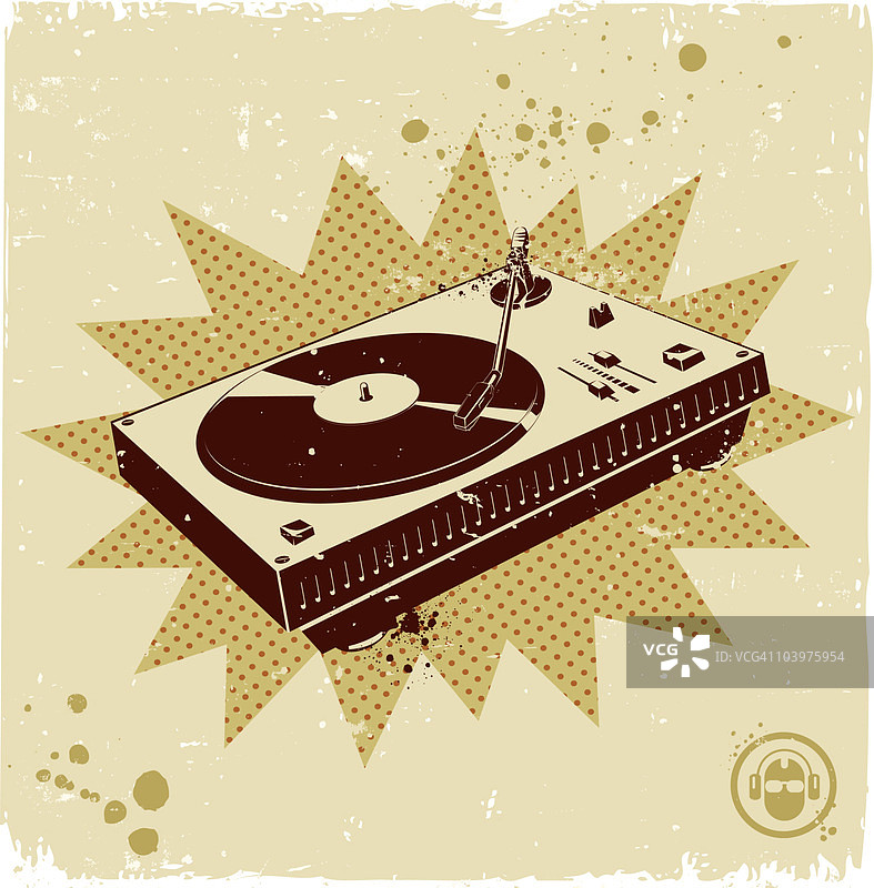 棕褐色背景的复古转盘图片素材