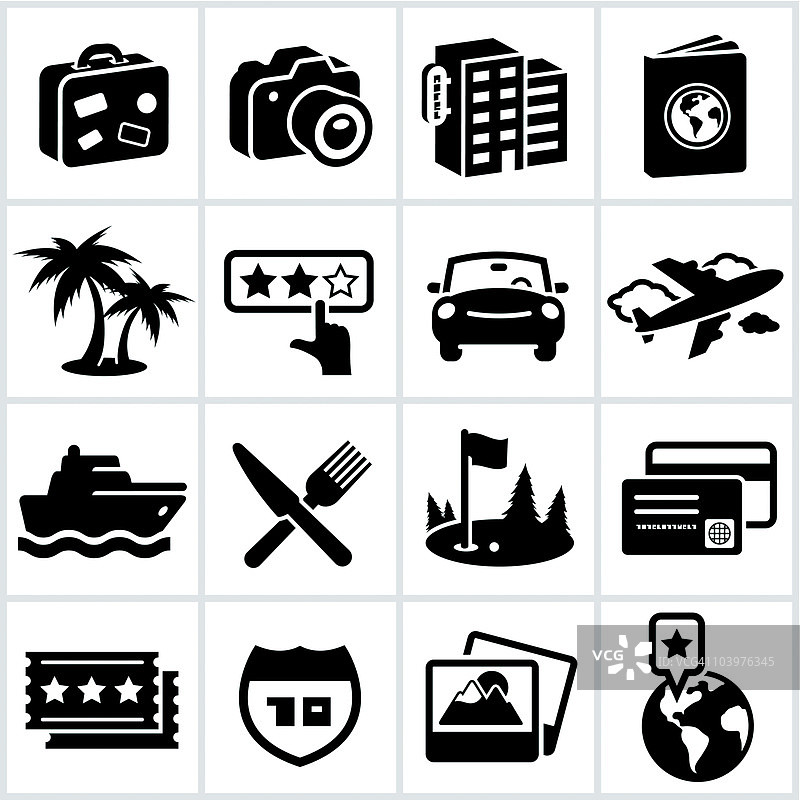 黑色旅行和度假图标图片素材