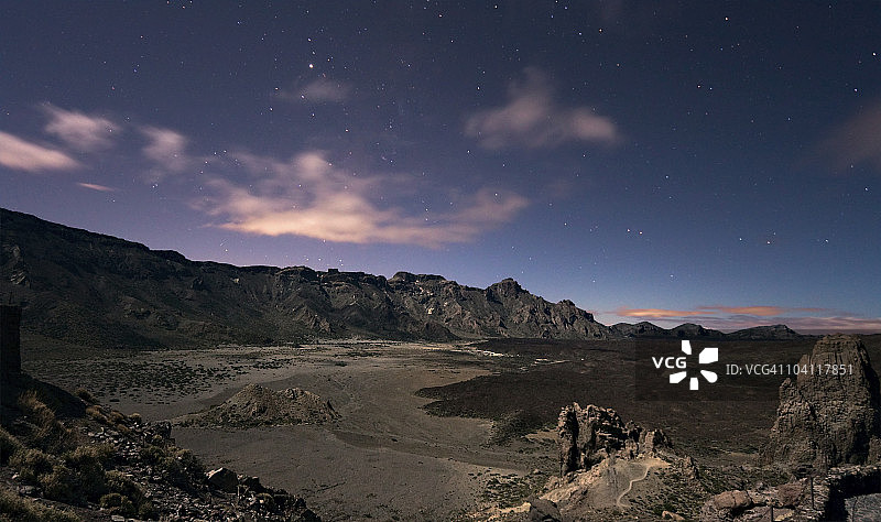 加那利群岛泰德峰的月光景观图片素材
