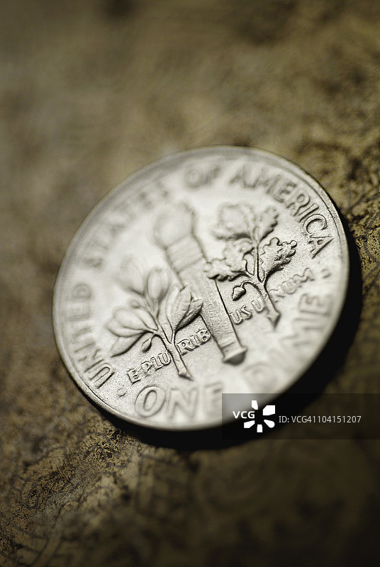 一角美国硬币特写图片素材