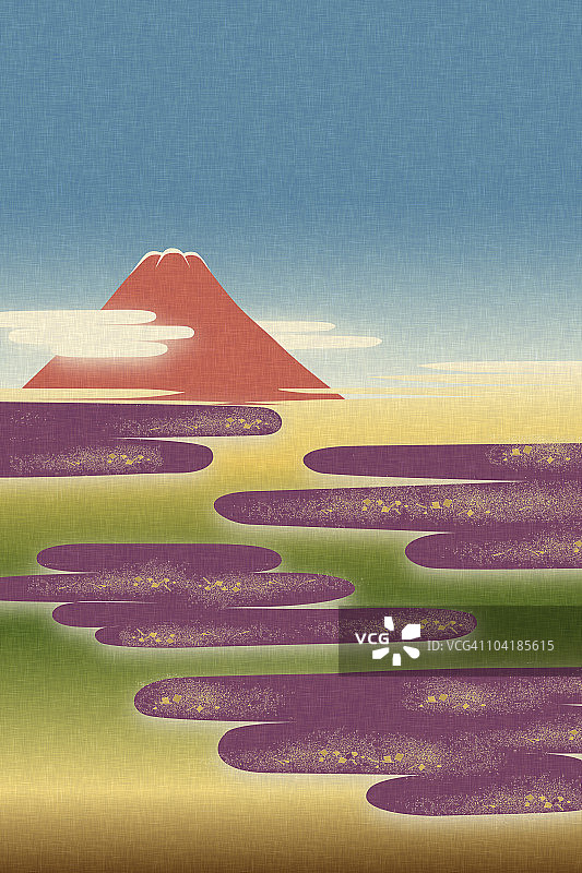 天空下的富士山景色图片素材