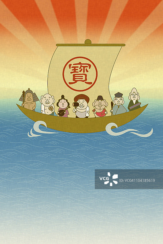 宝船上的七福神图片素材