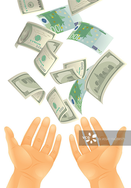 钱落入手中图片素材