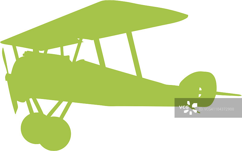 旧双翼飞机轮廓图片素材