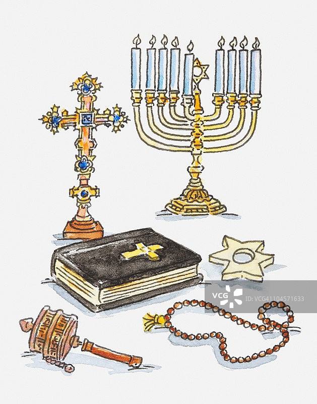 基督教和犹太教的宗教用品插画图片素材