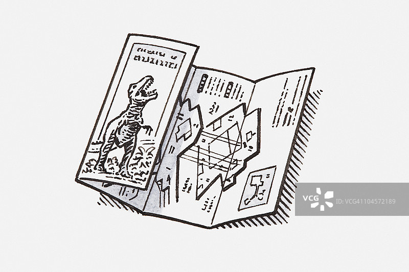 自然历史博物馆平面图插画：恐龙主题图片素材