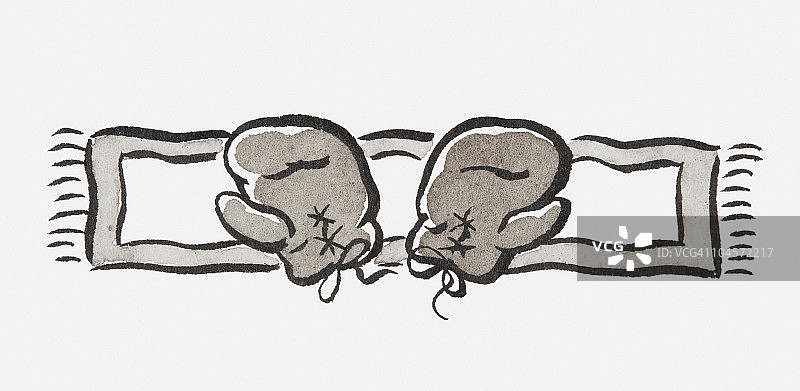 拳击手套黑白插画图片素材