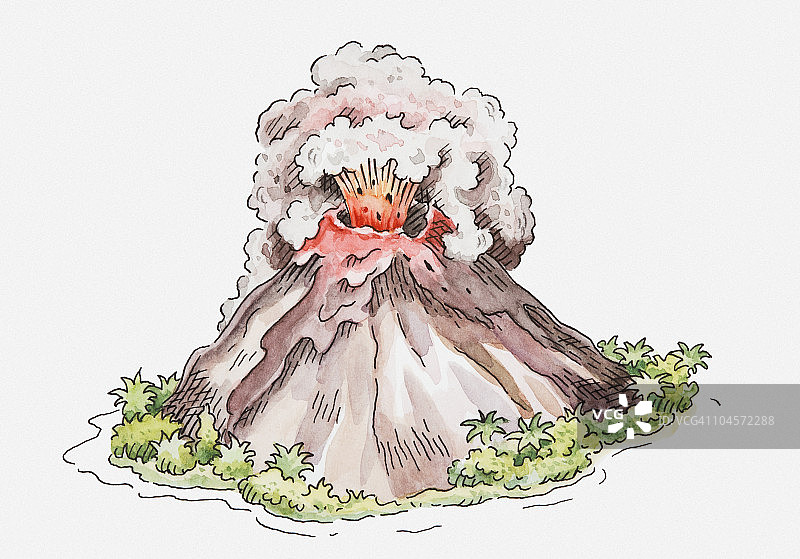 火山喷发插画图片素材