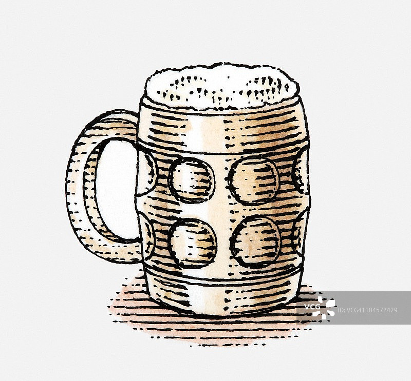 一杯泡沫啤酒插图图片素材