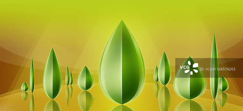 三维抽象月桂叶形状组合图片素材