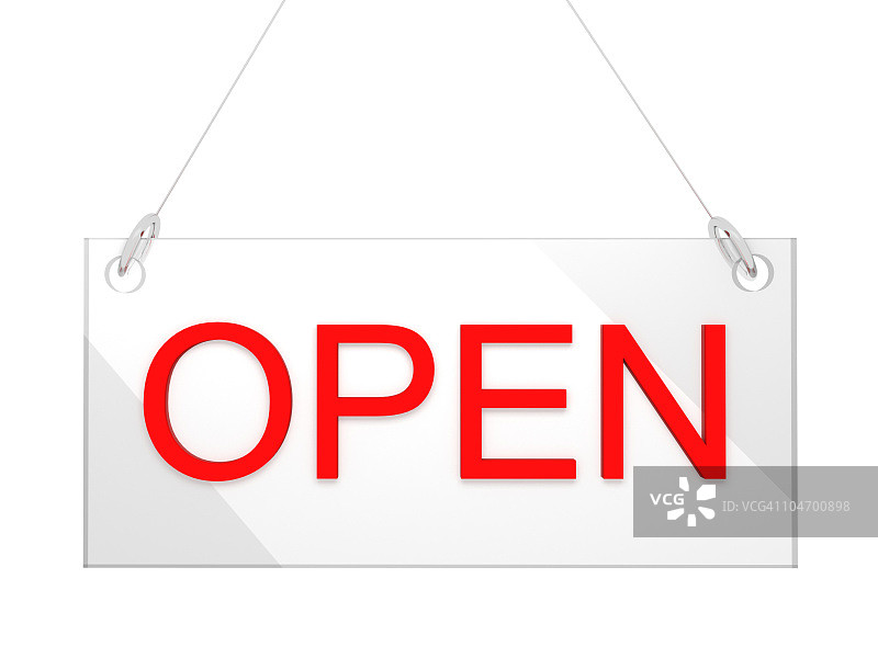 3D开启的商店玻璃标志牌 - 正面视图图片素材