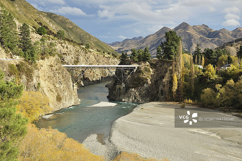 新西兰南岛坎特伯雷汉默温泉附近的汉默河图片素材