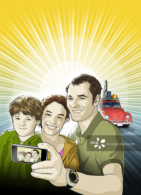 家庭假日自画像1/3图片素材