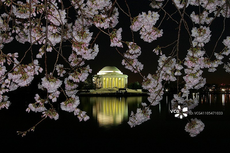夜色中的杰斐逊纪念堂图片素材