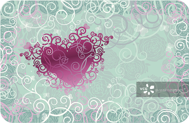 绿松石上的优雅心形图片素材