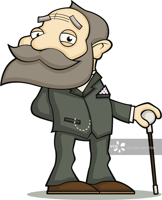 拄着拐杖的西装男士图片素材