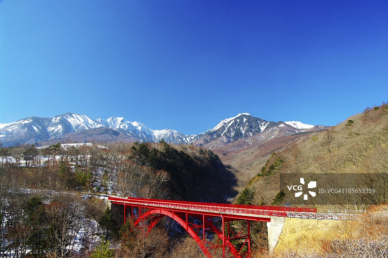 八岳和户泽桥，日本长野县图片素材