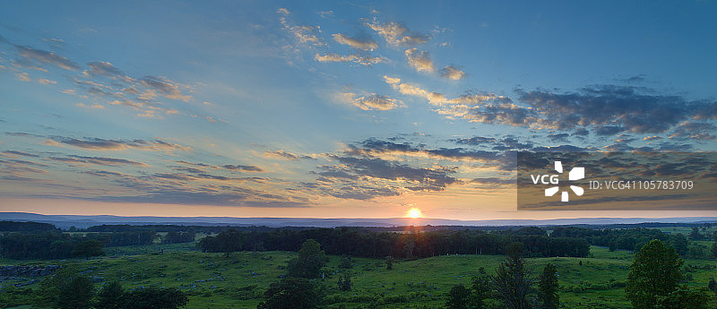 葛底斯堡国家军事公园日落图片素材