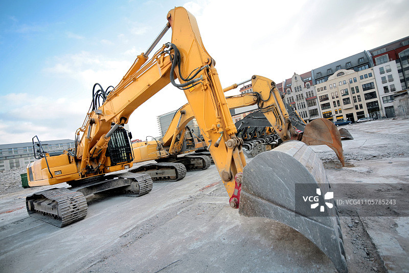 一排推土机图片素材