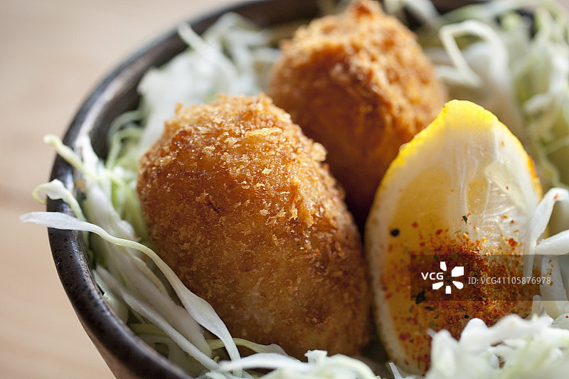 日式珍宝蟹肉饼图片素材