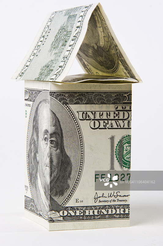 用美元纸币建造的房子图片素材