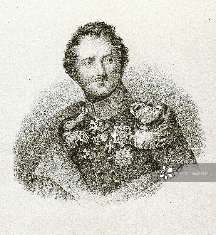 赫尔曼·冯·普克勒-穆斯考，德国贵族，石版画家，约1840年出版作品图片素材