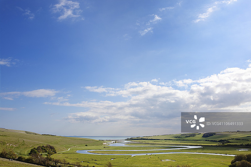 库克米尔河的蜿蜒；东萨塞克斯；图片素材