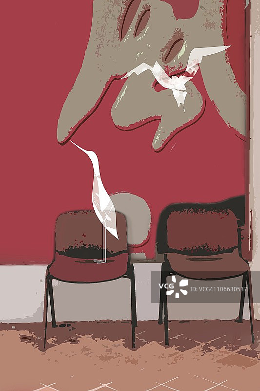 飞翔的白色鸟儿与站在椅子上的白色鸟儿图片素材