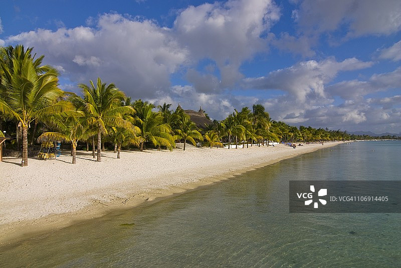 毛里求斯特鲁欧比什海滩的白色沙滩，印度洋，非洲图片素材