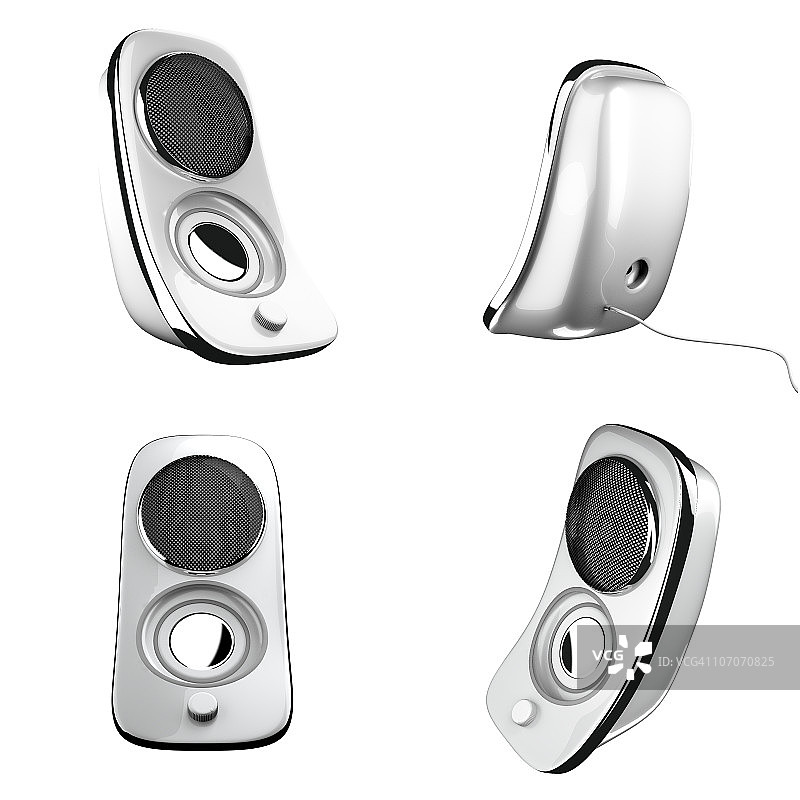 白色背景上的3D白色扬声器图片素材