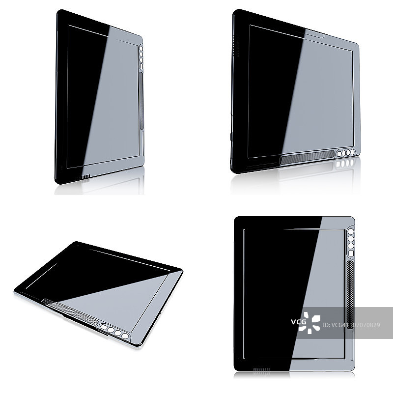 白色背景上的3D黑色触摸板，抠图图片素材