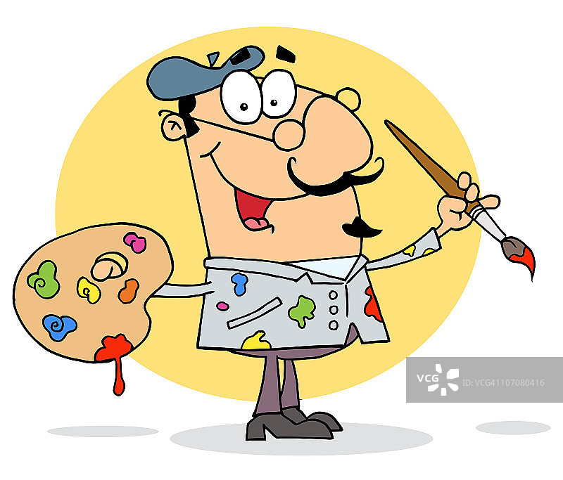 手持画笔调色板的艺术家图片素材