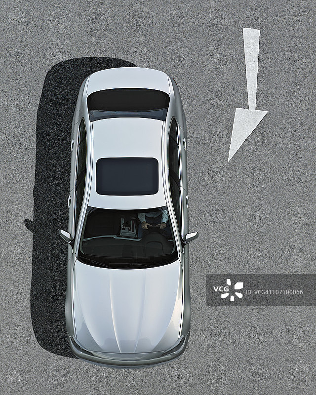 停在街道上的汽车，高角度视图图片素材